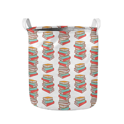 Pile Of Reading Books Pattern Print Collapsible Laundry Basket