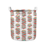 Pile Of Reading Books Pattern Print Collapsible Laundry Basket