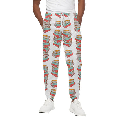 Pile Of Reading Books Pattern Print Cotton Pants