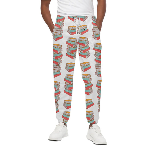 Pile Of Reading Books Pattern Print Cotton Pants