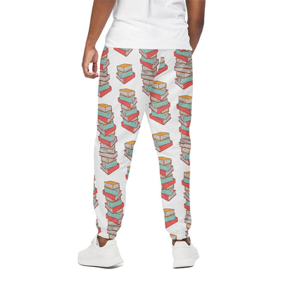 Pile Of Reading Books Pattern Print Cotton Pants