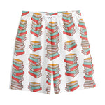 Pile Of Reading Books Pattern Print Cotton Shorts