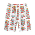 Pile Of Reading Books Pattern Print Cotton Shorts
