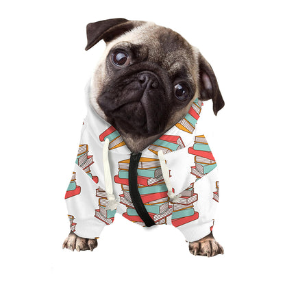 Pile Of Reading Books Pattern Print Dog Zip Up Hoodie