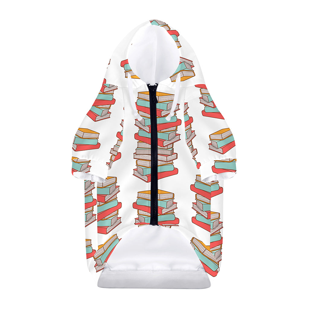 Pile Of Reading Books Pattern Print Dog Zip Up Hoodie