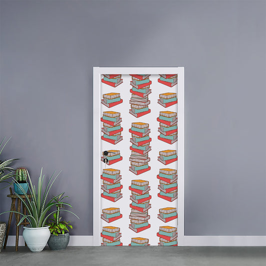 Pile Of Reading Books Pattern Print Door Sticker