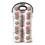 Pile Of Reading Books Pattern Print Double Neoprene Wine Tote