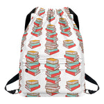 Pile Of Reading Books Pattern Print Drawstring Backpack