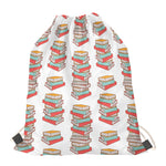 Pile Of Reading Books Pattern Print Drawstring Bag