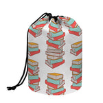 Pile Of Reading Books Pattern Print Drawstring Makeup Bag
