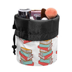 Pile Of Reading Books Pattern Print Drawstring Makeup Bag
