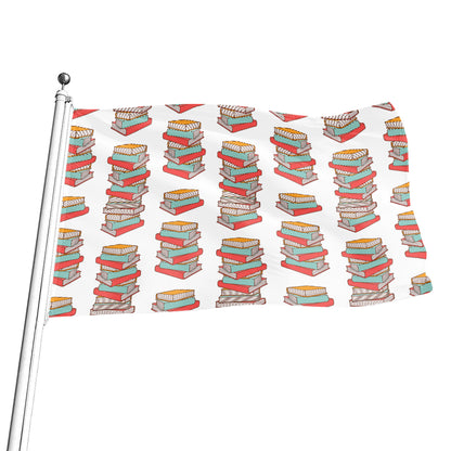 Pile Of Reading Books Pattern Print Flag