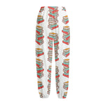 Pile Of Reading Books Pattern Print Fleece Lined Knit Pants