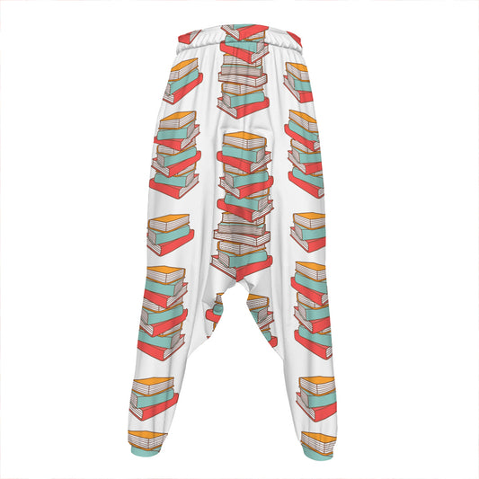 Pile Of Reading Books Pattern Print Hammer Pants