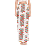 Pile Of Reading Books Pattern Print High Slit Maxi Skirt