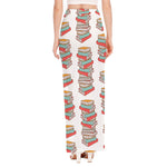 Pile Of Reading Books Pattern Print High Slit Maxi Skirt