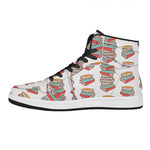 Pile Of Reading Books Pattern Print High Top Leather Sneakers