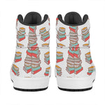 Pile Of Reading Books Pattern Print High Top Leather Sneakers