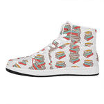 Pile Of Reading Books Pattern Print High Top Leather Sneakers