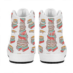 Pile Of Reading Books Pattern Print High Top Leather Sneakers