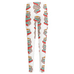 Pile Of Reading Books Pattern Print High-Waisted Pocket Leggings