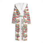 Pile Of Reading Books Pattern Print Hooded Bathrobe