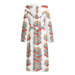 Pile Of Reading Books Pattern Print Hooded Bathrobe