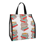 Pile Of Reading Books Pattern Print Insulated Lunch Tote