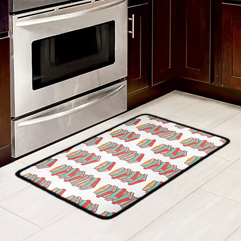 Pile Of Reading Books Pattern Print Kitchen Mat