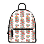 Pile Of Reading Books Pattern Print Leather Backpack
