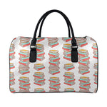 Pile Of Reading Books Pattern Print Leather Duffle Bag