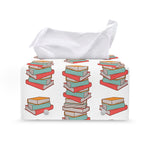 Pile Of Reading Books Pattern Print Leather Tissue Box Cover