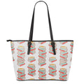 Pile Of Reading Books Pattern Print Leather Tote Bag With Zipper