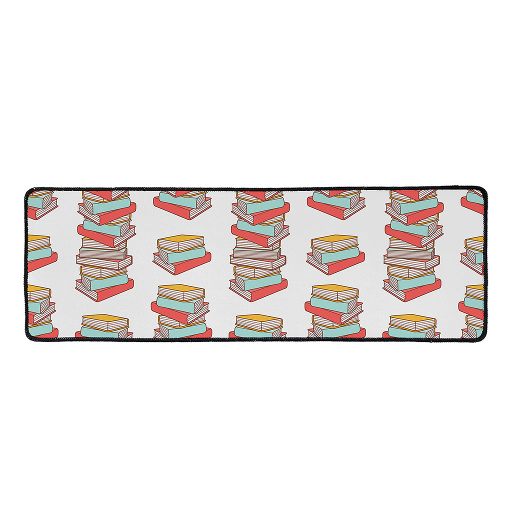Pile Of Reading Books Pattern Print Long Kitchen Mat