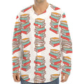 Pile Of Reading Books Pattern Print Long Sleeve Baseball Jersey