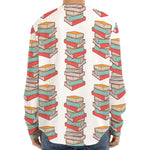 Pile Of Reading Books Pattern Print Long Sleeve Baseball Jersey