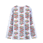 Pile Of Reading Books Pattern Print Long Sleeve Short Coat