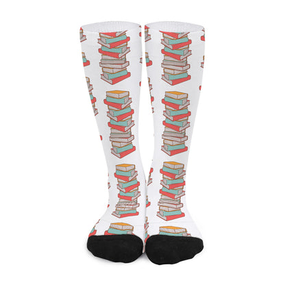Pile Of Reading Books Pattern Print Long Socks