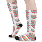 Pile Of Reading Books Pattern Print Long Socks
