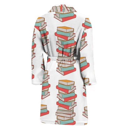 Pile Of Reading Books Pattern Print Men's Bathrobe