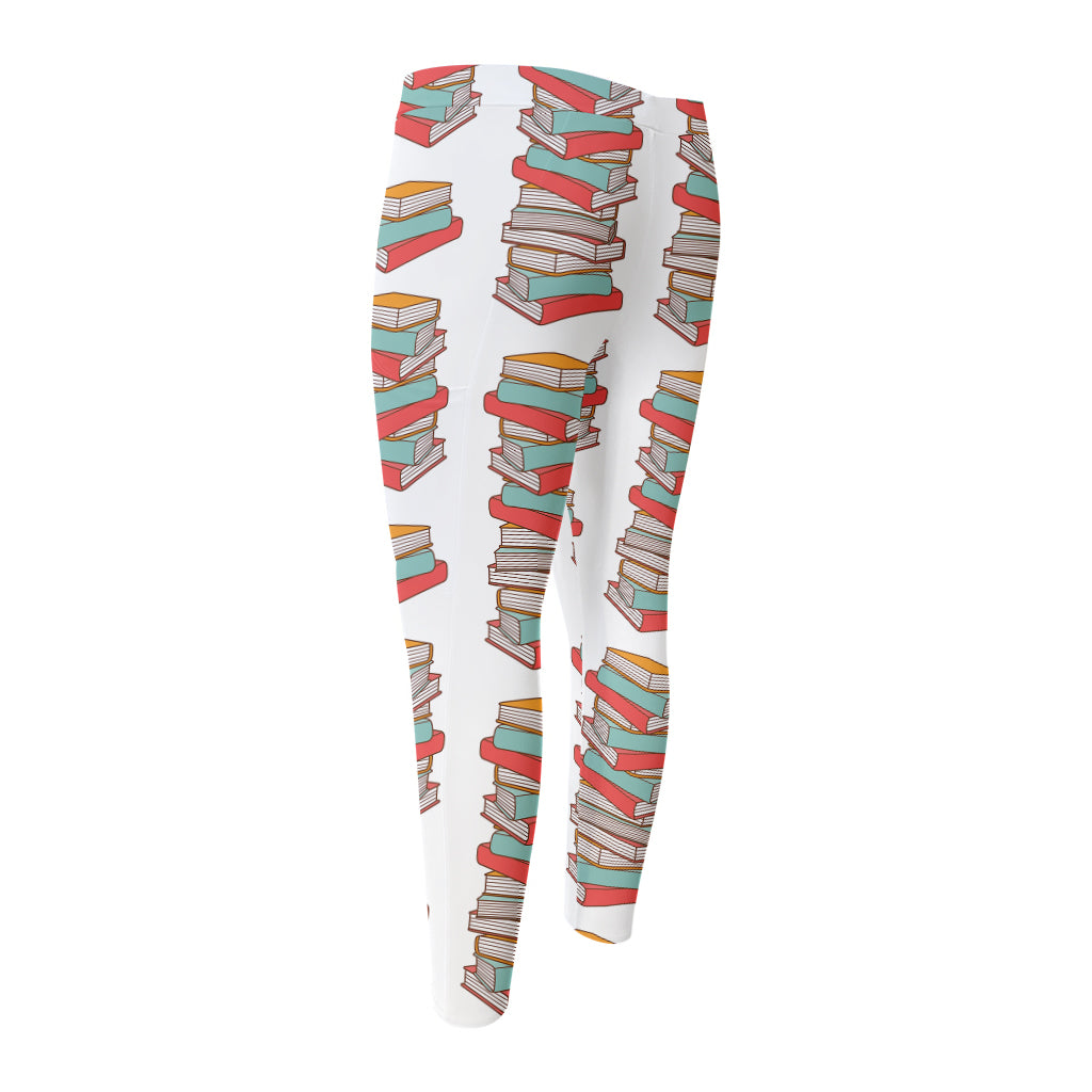 Pile Of Reading Books Pattern Print Men's Compression Pants