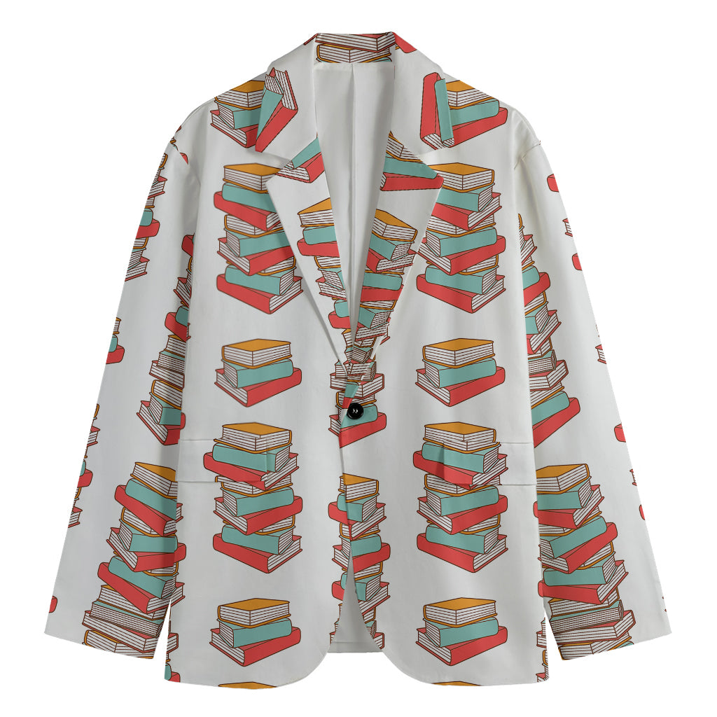 Pile Of Reading Books Pattern Print Men's Cotton Blazer