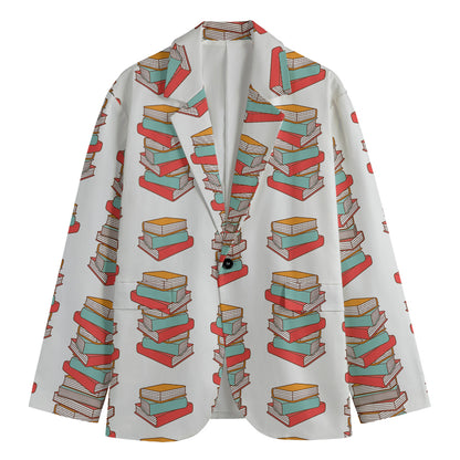 Pile Of Reading Books Pattern Print Men's Cotton Blazer