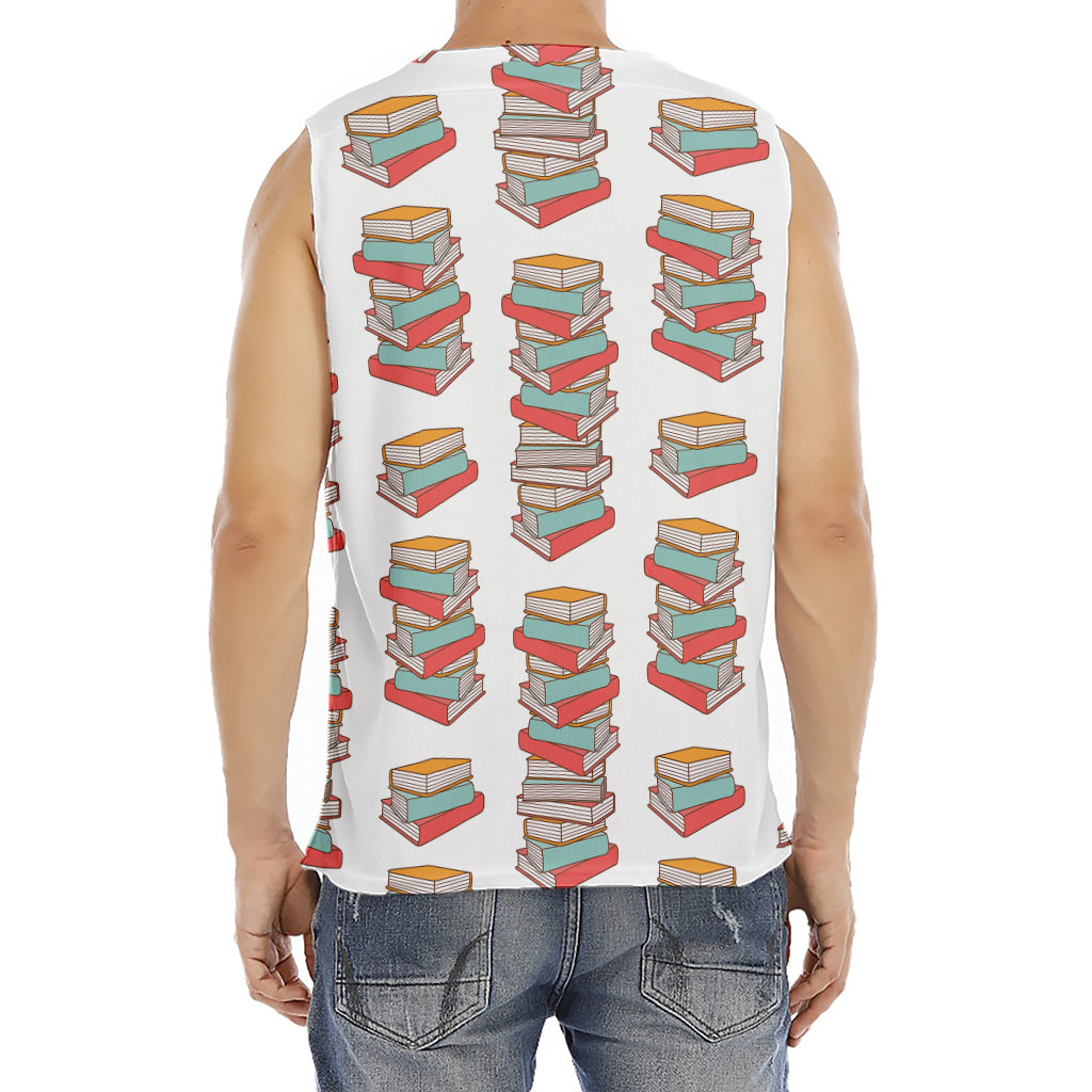 Pile Of Reading Books Pattern Print Men's Fitness Tank Top
