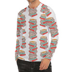Pile Of Reading Books Pattern Print Men's Long Sleeve Rash Guard