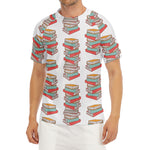 Pile Of Reading Books Pattern Print Men's Short Sleeve Rash Guard