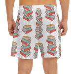 Pile Of Reading Books Pattern Print Men's Split Running Shorts