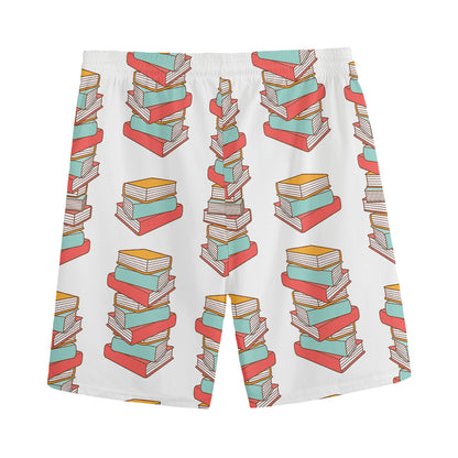 Pile Of Reading Books Pattern Print Men's Sports Shorts