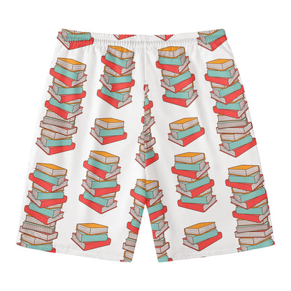 Pile Of Reading Books Pattern Print Men's Swim Trunks