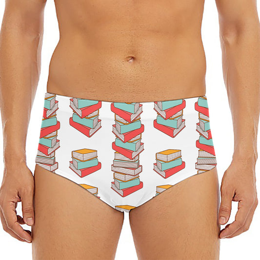 Pile Of Reading Books Pattern Print Men's Triangle Swim Briefs